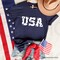 USA Block Letters T-Shirt, Vintage Patriotic Tee for Independence Day
